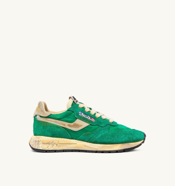 REELWIND SUPER VINTAGE SNEAKERS IN GREEN NYLON AND SUEDE REELWIND SUPER VINTAGE SNEAKERS IN GREEN NYLON AND SUEDE