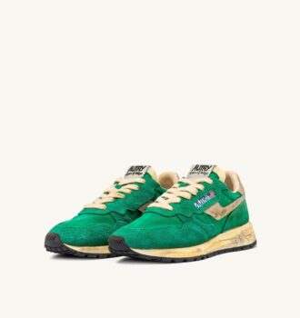 REELWIND SUPER VINTAGE SNEAKERS IN GREEN NYLON AND SUEDE
