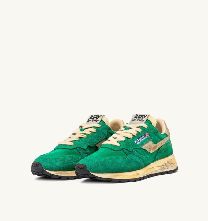 REELWIND SUPER VINTAGE SNEAKERS IN GREEN NYLON AND SUEDE REELWIND SUPER VINTAGE SNEAKERS IN GREEN NYLON AND SUEDE
