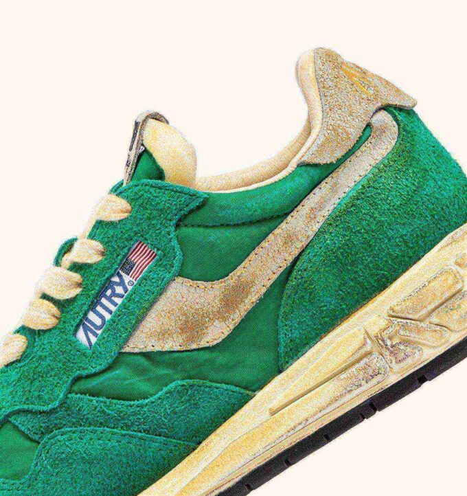 REELWIND SUPER VINTAGE SNEAKERS IN GREEN NYLON AND SUEDE REELWIND SUPER VINTAGE SNEAKERS IN GREEN NYLON AND SUEDE