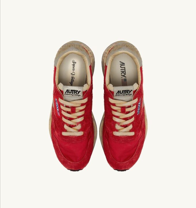 REELWIND SUPER VINTAGE SNEAKERS IN RED NYLON AND SUEDE