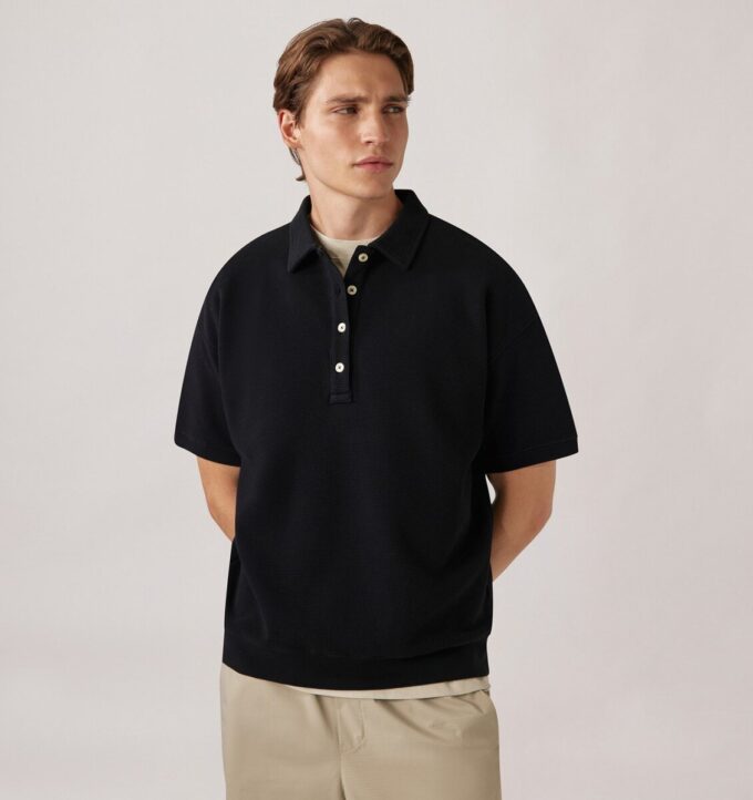 TONAL LOGO WAFFLE POLO MAN TONAL LOGO WAFFLE POLO MAN
