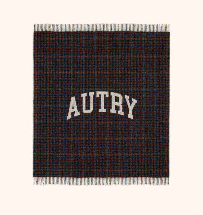 UNISEX CHECKED BLANKET WITH MAXI LOGO