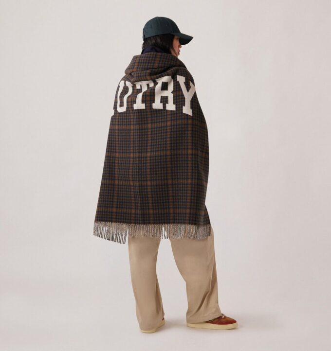 UNISEX CHECKED BLANKET WITH MAXI LOGO