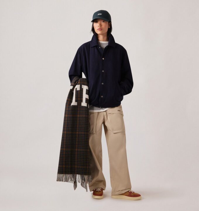 UNISEX CHECKED BLANKET WITH MAXI LOGO