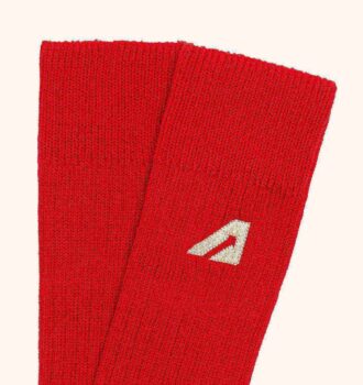 UNISEX COTTON KNIT SOCKS WITH EMBROIDERY LOGO COLOR RED