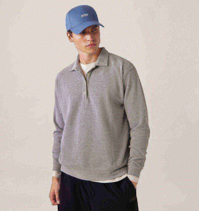 UNISEX TONAL LOGO WAFFLE LONG-SLEEVE POLO UNISEX TONAL LOGO WAFFLE LONG-SLEEVE POLO