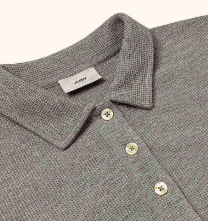 UNISEX TONAL LOGO WAFFLE LONG-SLEEVE POLO UNISEX TONAL LOGO WAFFLE LONG-SLEEVE POLO