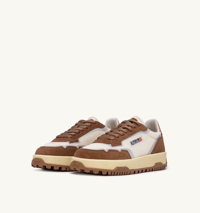 WILDPACE LOW SNEAKERS IN MESH AND SUEDE COLOR MARSHMALLOW AND CIGAR