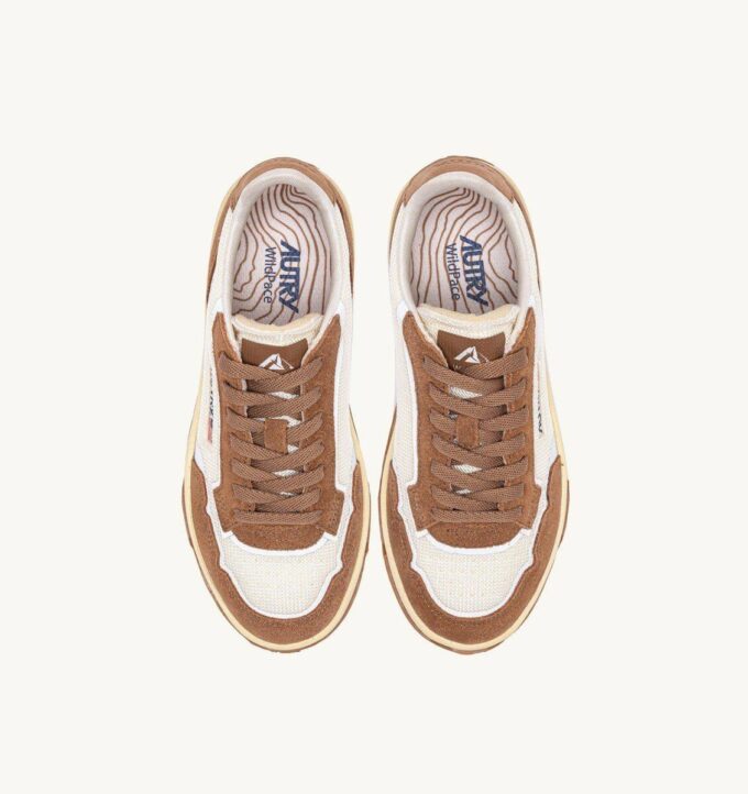 WILDPACE LOW SNEAKERS IN MESH AND SUEDE COLOR MARSHMALLOW AND CIGAR