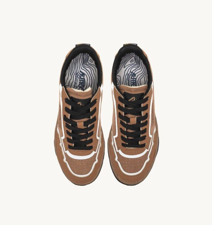 WILDPACE LOW SNEAKERS IN RIPSTOP NYLON AND LEATHER COLOR BROWN SUGAR AND REFLEX