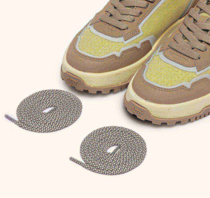 WILDPACE LOW SNEAKERS IN RIPSTOP NYLON AND LEATHER COLOR LEMON GRASS AND INCENSE