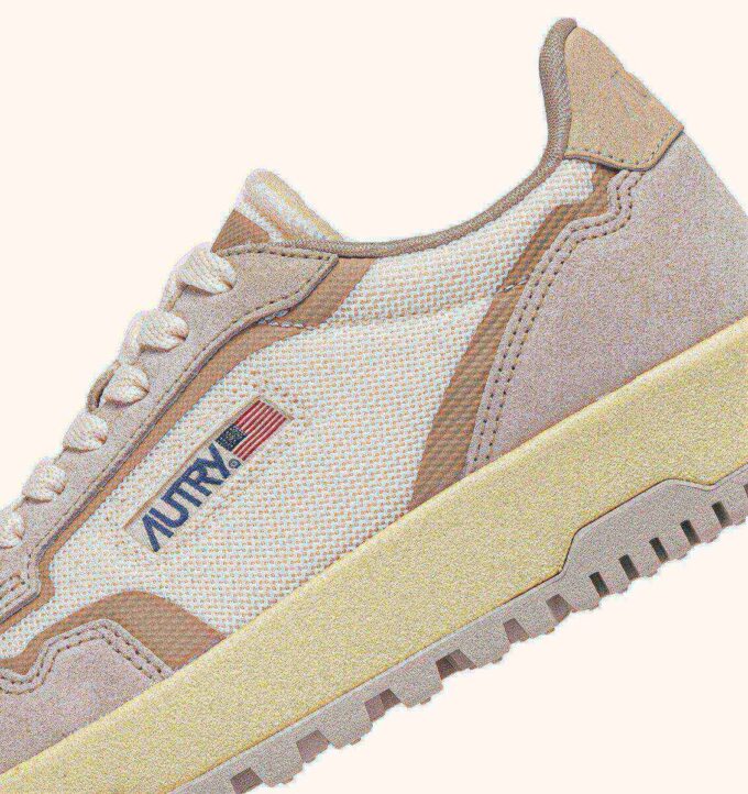 WILDPACE LOW SNEAKERS IN WHISPER WHITE AND SAND MESH AND SUEDE