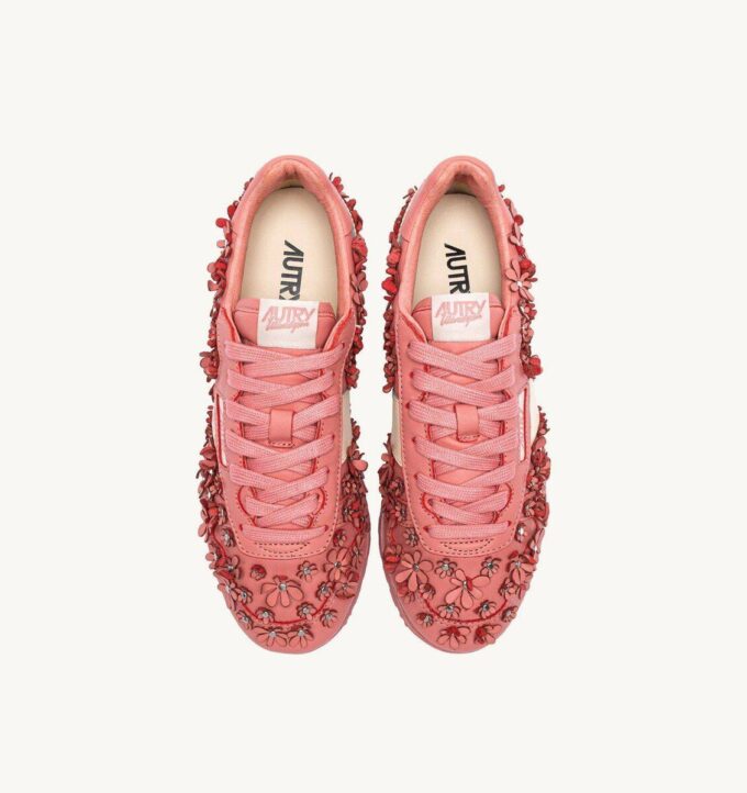 WINDSPIN FLOWERS SNEAKERS IN LOBSTER BISQUE LEATHER WINDSPIN FLOWERS SNEAKERS IN LOBSTER BISQUE LEATHER