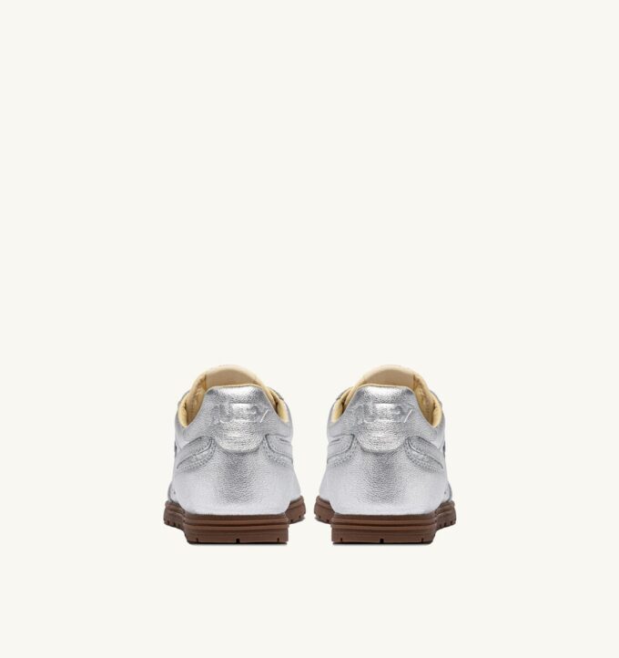 WINDSPIN SNEAKERS IN SILVER TONE LAMINATED LEATHER