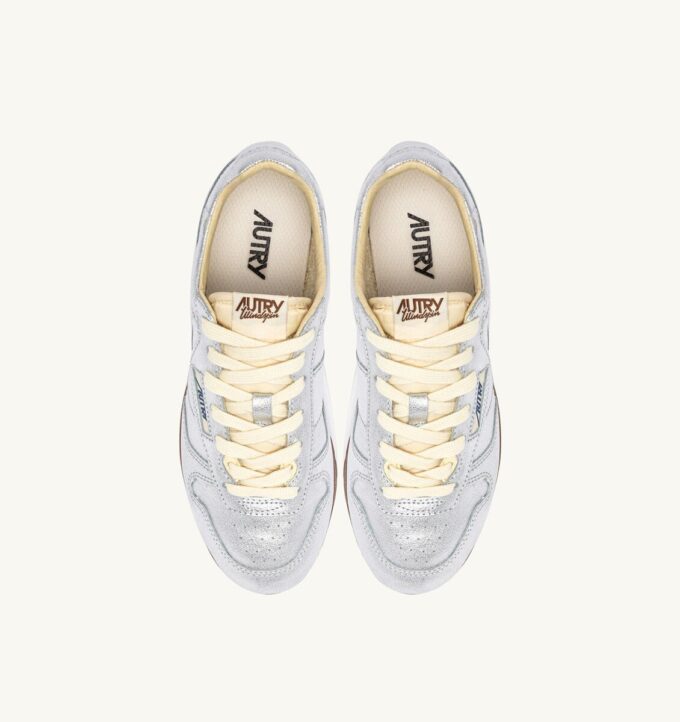 WINDSPIN SNEAKERS IN SILVER TONE LAMINATED LEATHER